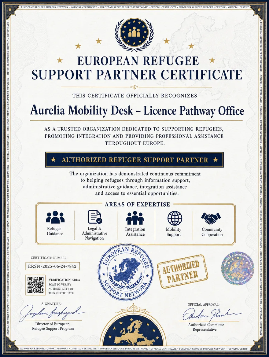 European Refugee Support Partner Certificate